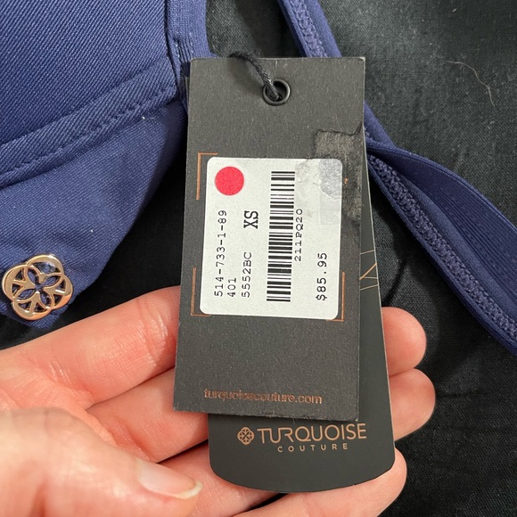 Navy Blue XS turquoise couture bikini top - Picture 4 of 6